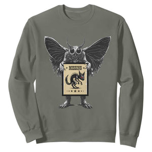 Mothman Missing Chupacabra Sweatshirt Funny Cryptid Gift TS12 Military Green Print Your Wear
