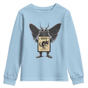 Mothman Missing Chupacabra Youth Sweatshirt Funny Cryptid Gift TS12 Light Blue Print Your Wear