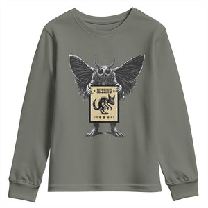 Mothman Missing Chupacabra Youth Sweatshirt Funny Cryptid Gift TS12 Military Green Print Your Wear