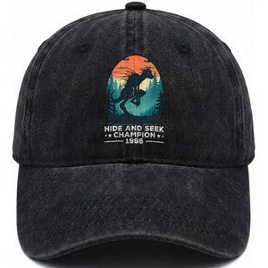 Chupacabra Washed Cotton Baseball Cap Gothic Humor Hide And Seek Champion Gift TS12 Washed Cap Universal Fit Black Print Your Wear