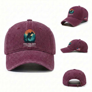 Chupacabra Washed Cotton Baseball Cap Gothic Humor Hide And Seek Champion Gift TS12 Washed Cap Universal Fit Burgundy Print Your Wear