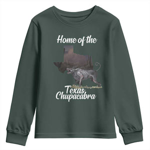 Chupacabra Youth Sweatshirt Home Of The Texas Gothic Folklore Gift TS12 Dark Forest Green Print Your Wear