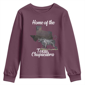 Chupacabra Youth Sweatshirt Home Of The Texas Gothic Folklore Gift TS12 Maroon Print Your Wear