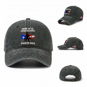 Chupacabra Washed Cotton Baseball Cap Home Of Puerto Rico Legend Gothic Horror Gift TS12 Washed Cap Universal Fit Dark Green Print Your Wear