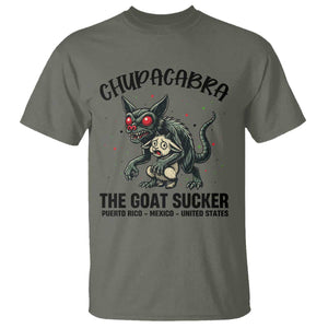 Chupacabra T Shirt The Goat Sucker Vintage Horror Cryptid Gift TS12 Military Green Print Your Wear