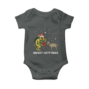Funny Chupacabra Baby Onesie Merry Cryptmas Christmas Gift TS12 Dark Heather Print Your Wear