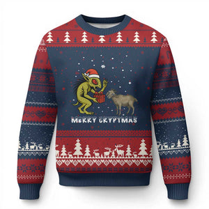 Funny Chupacabra Ugly Christmas Sweater Merry Cryptmas Christmas Gift TS12 Navy Red Print Your Wear