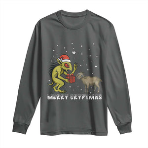 Funny Chupacabra Long Sleeve Shirt Merry Cryptmas Christmas Gift TS12 Dark Heather Print Your Wear