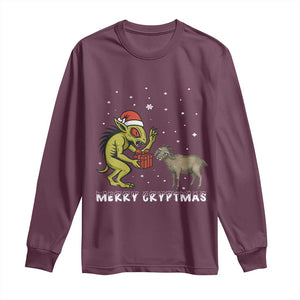 Funny Chupacabra Long Sleeve Shirt Merry Cryptmas Christmas Gift TS12 Maroon Print Your Wear