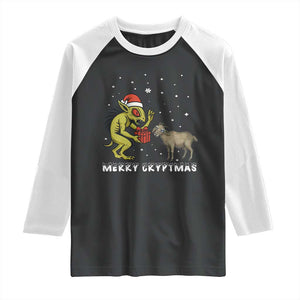 Funny Chupacabra Raglan Shirt Merry Cryptmas Christmas Gift TS12 Black White Print Your Wear