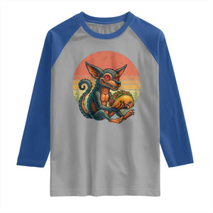 Funny Chupacabra Eat Tacos Cryptid Gift Raglan Shirt TS12 Sport Gray Royal Print Your Wear