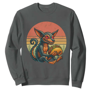 Funny Chupacabra Eat Tacos Cryptid Gift Sweatshirt TS12 Dark Heather Print Your Wear