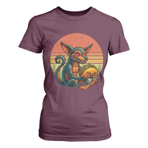 Funny Chupacabra Eat Tacos Cryptid Gift T Shirt For Women TS12 Maroon Print Your Wear