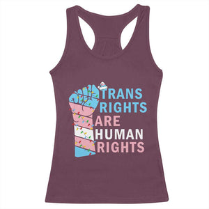 Trans Rights Are Human Rights Racerback Tank Top Christmas LGBTQ Supporter Gift TS12 Maroon Print Your Wear