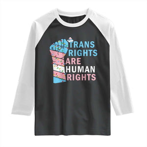 Trans Rights Are Human Rights Raglan Shirt Christmas LGBTQ Supporter Gift TS12 Black White Print Your Wear