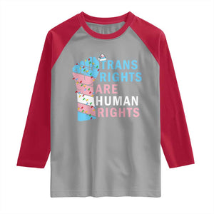 Trans Rights Are Human Rights Raglan Shirt Christmas LGBTQ Supporter Gift TS12 Sport Gray Red Print Your Wear