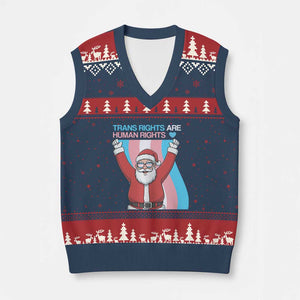 Christmas Trans Rights Are Human Rights V-Neck Knit Sweater Vest LGBTQ Advocate TS12 Navy Red Print Your Wear