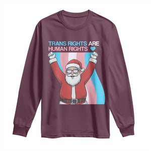 Christmas Trans Rights Are Human Rights Long Sleeve Shirt LGBTQ Advocate TS12 Maroon Print Your Wear