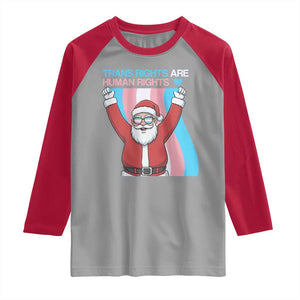 Christmas Trans Rights Are Human Rights Raglan Shirt LGBTQ Advocate TS12 Sport Gray Red Print Your Wear