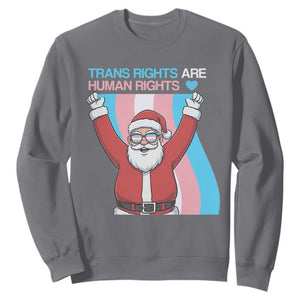 Christmas Trans Rights Are Human Rights Sweatshirt LGBTQ Advocate TS12 Charcoal Print Your Wear