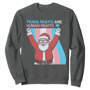 Christmas Trans Rights Are Human Rights Sweatshirt LGBTQ Advocate TS12 Dark Heather Print Your Wear