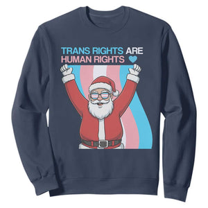 Christmas Trans Rights Are Human Rights Sweatshirt LGBTQ Advocate TS12 Navy Print Your Wear