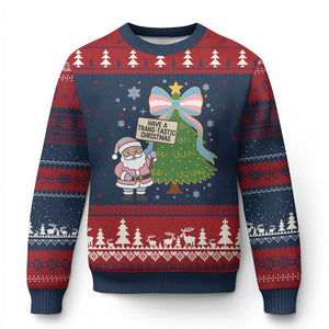 Have A Trans Tastic Xmas Ugly Christmas Sweater Transgender Pride TS12 Navy Red Print Your Wear
