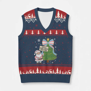Have A Trans Tastic Xmas V-Neck Knit Sweater Vest Transgender Pride TS12 Navy Red Print Your Wear