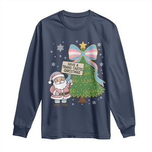 Have A Trans Tastic Christmas Long Sleeve Shirt Transgender Pride TS12 Navy Print Your Wear