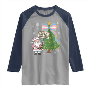 Have A Trans Tastic Christmas Raglan Shirt Transgender Pride TS12 Sport Gray Navy Print Your Wear