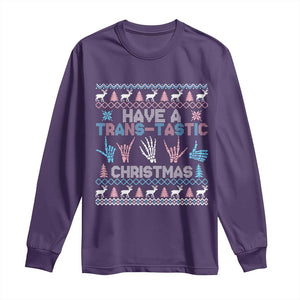 LGBTQ Trans Pride Long Sleeve Shirt Have A Trans Tastic Ugly Christmas Gift TS12 Purple Print Your Wear