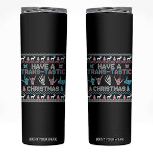 LGBTQ Trans Pride Skinny Tumbler Have A Trans Tastic Ugly Christmas Gift TS12 Black Print Your Wear