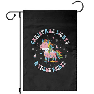 Christmas Lights And Trans Rights Garden Flag Magical Unicorn Pride TS12 Black Print Your Wear