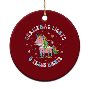 Christmas Lights And Trans Rights Ceramic Ornament Magical Unicorn Pride TS12 1pc Red Print Your Wear