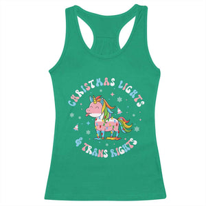 Christmas Lights And Trans Rights Racerback Tank Top Magical Unicorn Pride TS12 Irish Green Print Your Wear