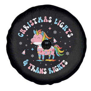 Christmas Lights And Trans Rights Spare Tire Cover Magical Unicorn Pride TS12 Print Your Wear