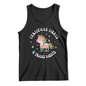 Christmas Lights And Trans Rights Tank Top Magical Unicorn Pride TS12 Black Print Your Wear
