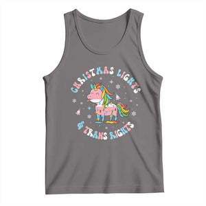 Christmas Lights And Trans Rights Tank Top Magical Unicorn Pride TS12 Deep Heather Print Your Wear
