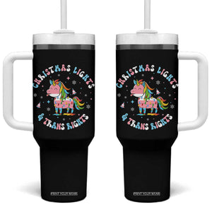 Christmas Lights And Trans Rights Tumbler With Handle Magical Unicorn Pride TS12 One Size: 40 oz Black Print Your Wear