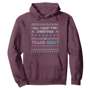 Trans Pride Ugly Xmas Hoodie All I Want For Christmas Is Trans Rights TS12 Maroon Print Your Wear