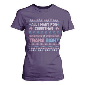 Trans Pride Ugly Xmas T Shirt For Women All I Want For Christmas Is Trans Rights TS12 Purple Print Your Wear