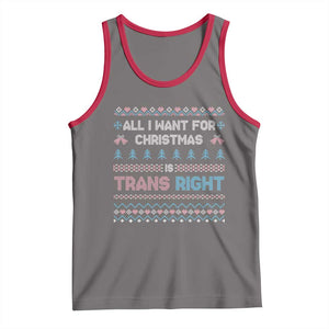 Trans Pride Ugly Xmas Tank Top All I Want For Christmas Is Trans Rights TS12 Deep Heather Red Print Your Wear