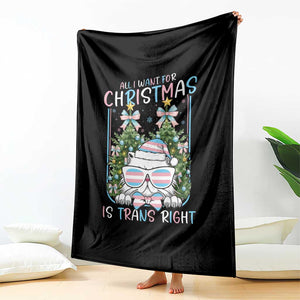Funny Santa Cat Trans Pride Throw Blanket All I Want For Christmas Is Trans Rights TS12 Print Your Wear