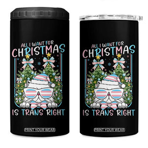 Funny Santa Cat Trans Pride 4 in 1 Can Cooler Tumbler All I Want For Christmas Is Trans Rights TS12 One Size: 16 oz Black Print Your Wear