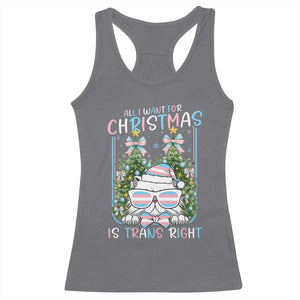 Funny Santa Cat Trans Pride Racerback Tank Top All I Want For Christmas Is Trans Rights TS12 Charcoal Print Your Wear