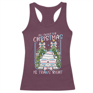 Funny Santa Cat Trans Pride Racerback Tank Top All I Want For Christmas Is Trans Rights TS12 Maroon Print Your Wear