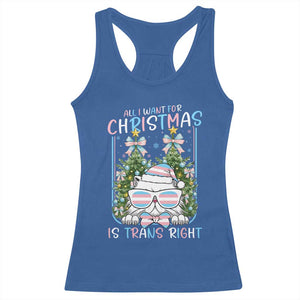 Funny Santa Cat Trans Pride Racerback Tank Top All I Want For Christmas Is Trans Rights TS12 Royal Blue Print Your Wear