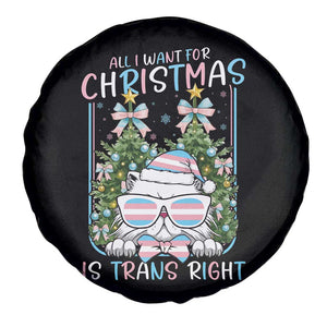 Funny Santa Cat Trans Pride Spare Tire Cover All I Want For Christmas Is Trans Rights TS12 Print Your Wear