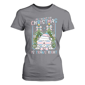 Funny Santa Cat Trans Pride T Shirt For Women All I Want For Christmas Is Trans Rights TS12 Charcoal Print Your Wear