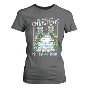 Funny Santa Cat Trans Pride T Shirt For Women All I Want For Christmas Is Trans Rights TS12 Dark Heather Print Your Wear